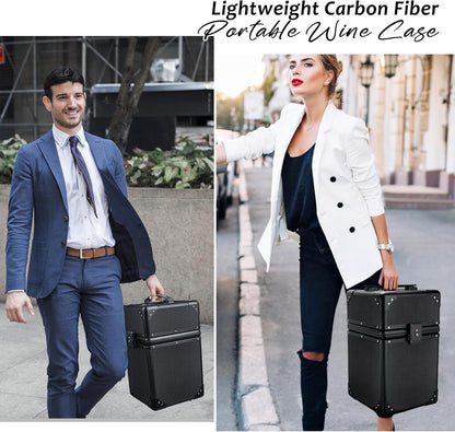 Real Carbon Fiber Portable 4 Bottles Wine Suitcase for Tesla EV camping