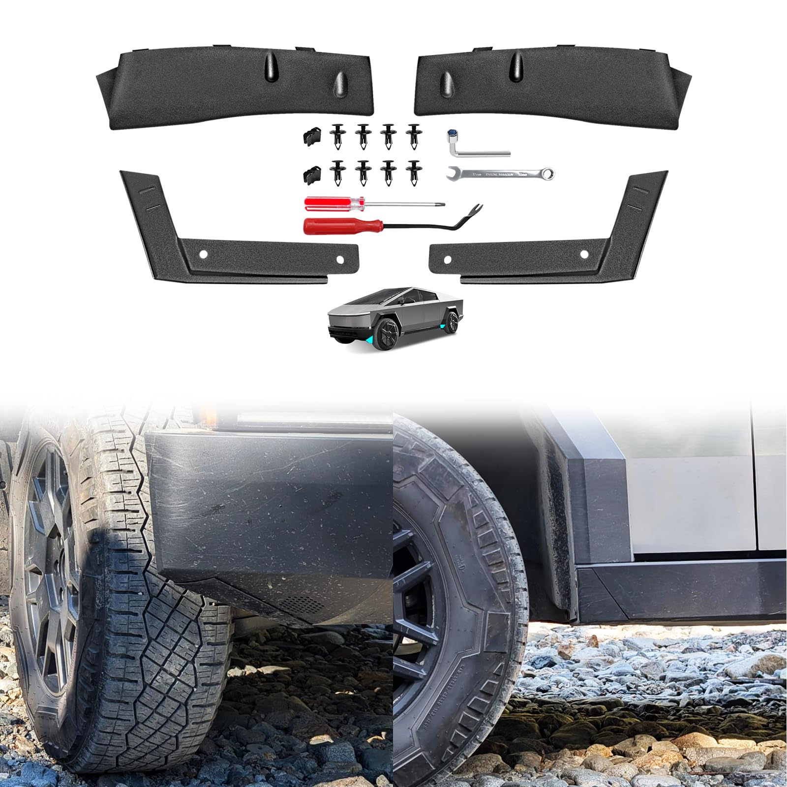Cybertruck Wheel Fairing Delete Covers Off-Road Protection Mud Flaps Cybertruck Fairing Delete