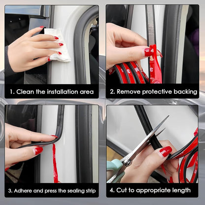 4 Pack Soundproof Sealling Strips Compatible with Tesla Cybertruck Cyber Truck 2025 2024 Interior Accessories Door Seal Kit Soundproof Weather Draft Strip Wind Noise Reduction Sound Proofing Exterior