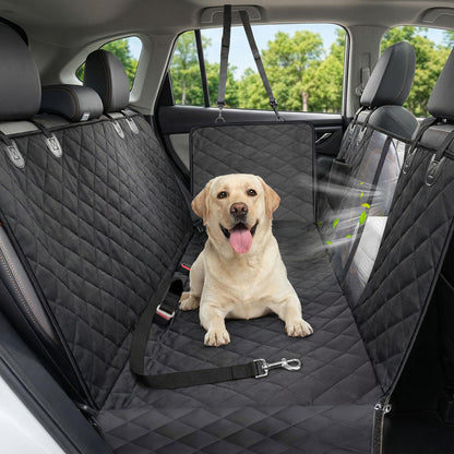 Waterproof Dog Car Seat Cover for Back Seat with Mesh Window Black Extra Large Regular