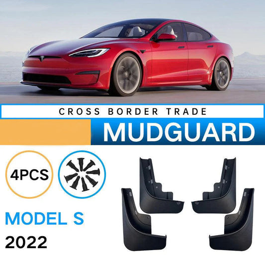 Model S Mud Flaps Custom Front Rear Mudguard Kit for Tesla, No Drill Fender (4 Pcs) (2021-2023)