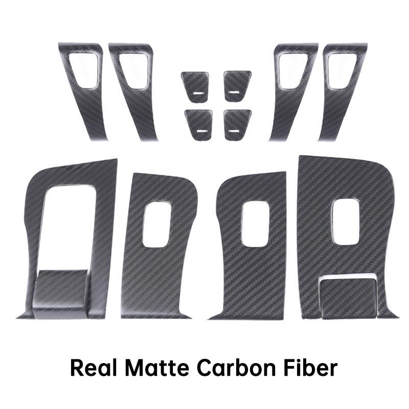 [Real Carbon Fiber] Model 3/Y Door Window Switch Cover, Door Switch Wrap Overlay (12 Pcs)