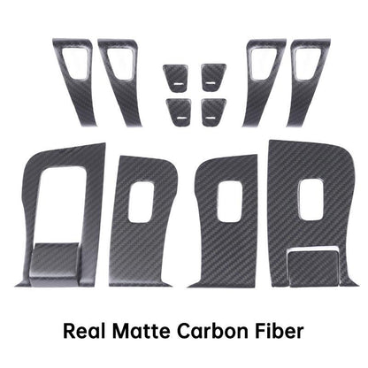 [Real Carbon Fiber] Model 3/Y Door Window Switch Cover, Door Switch Wrap Overlay (12 Pcs)