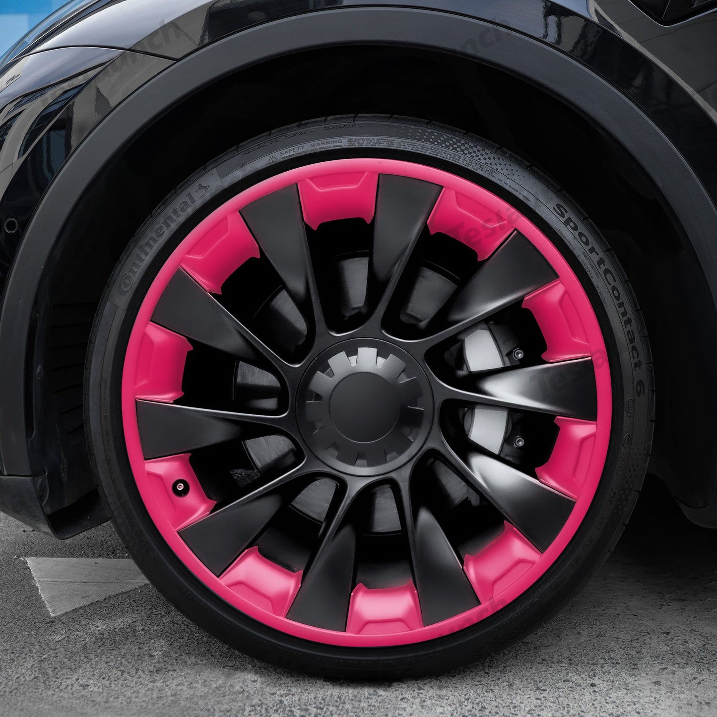 Upgraded All-in-one Mech Style Rim Protector for Model Y 20'' Induction Wheels MY 20'' Induction Wheel Rose Red