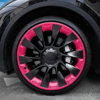 Upgraded All-in-one Mech Style Rim Protector for Model Y 20'' Induction Wheels MY 20'' Induction Wheel Rose Red