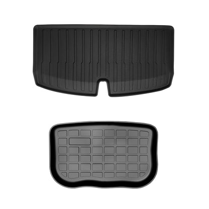 Model Y All-Weather Floor Mats Full Set Trunk Mat Cargo Mat Frunk Cargo Liner for Tesla(2020-2024) Model Y (2020-2024) 7 Seats Trunk Mat (Upper & Lower) (2 PCS)