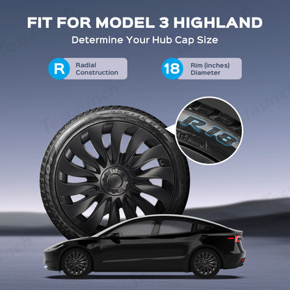 Storm Style Full Cover Wheel Hubcap For Tesla 2024 Model 3 Highland 18-inch Wheels (4PCS)