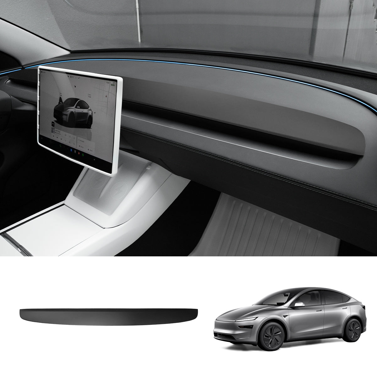 ABS Dashboard Trim Cover for Tesla Model Y Juniper 2025+ Upper Dashboard Cover Matte Black