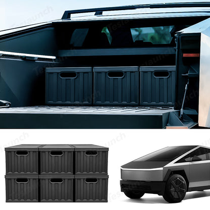 Foldable Vault Cargo Bins for Tesla Cybertruck Black 6 Pcs Set
