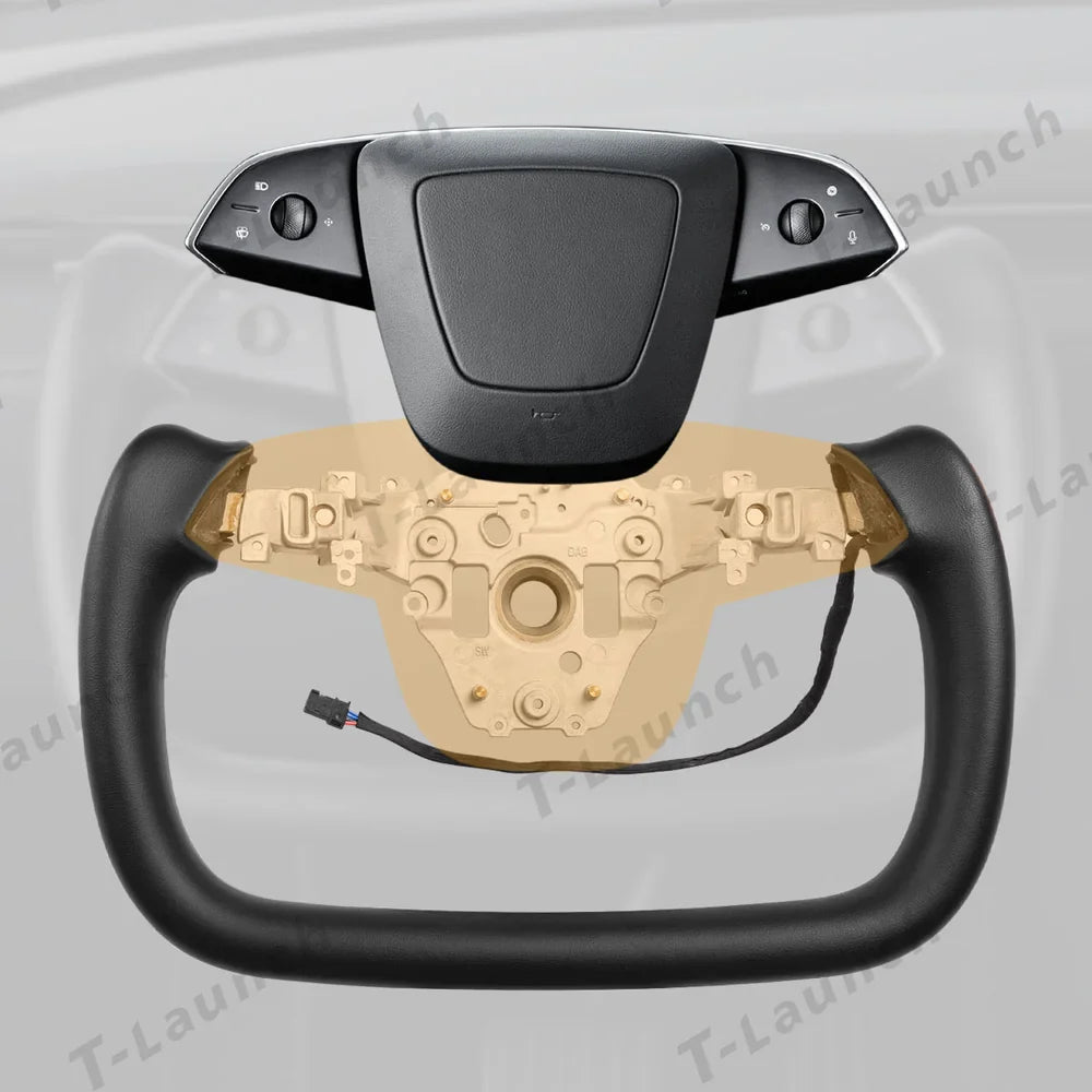 Nappa Leather Open-Bottom Yoke/Cyber Steering Wheel Driving Wheel Upgrade for Model Y Juniper/ Model 3 Highland