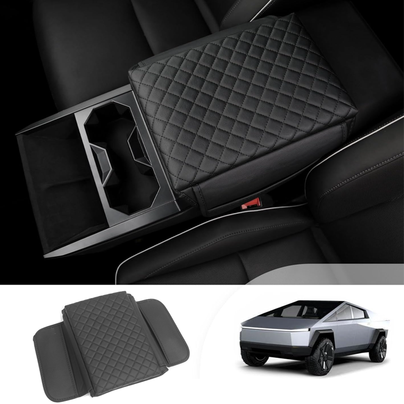 Leather Center Armrest Cover for Cybertruck With Pocket