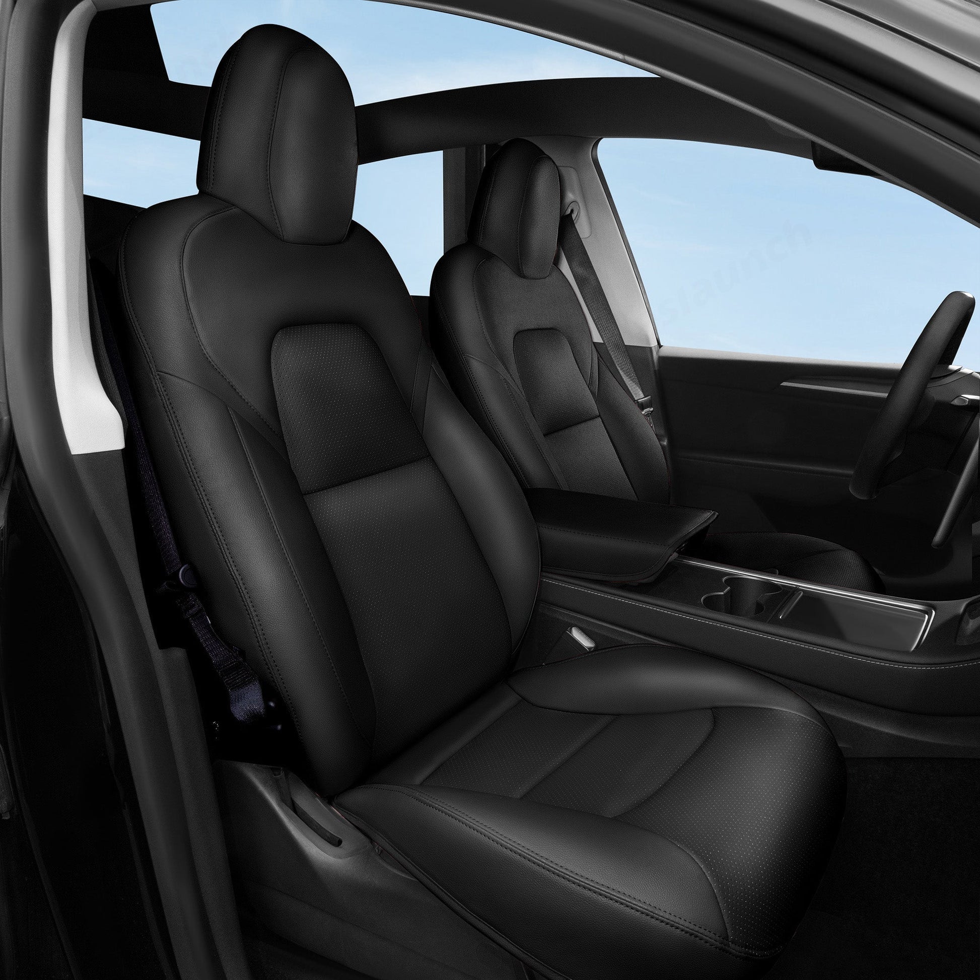 All-Inclusive Tesla Model Y 7 Seater Seat Cover (2nd-Row 40/60 Split Bench Design) Black