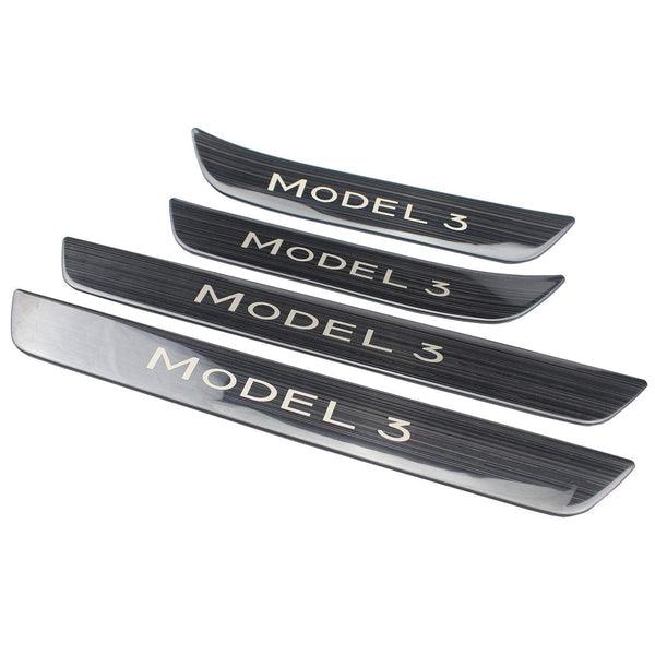 Model 3 Front / Real Door Sill Cover Protector (4 pcs) for Tesla(2017-2023) Black