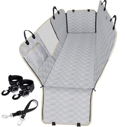 Dog Seat Cover For Pets 100% Waterproof For Tesla Model S3XY - Visible Mesh Window Grey-White