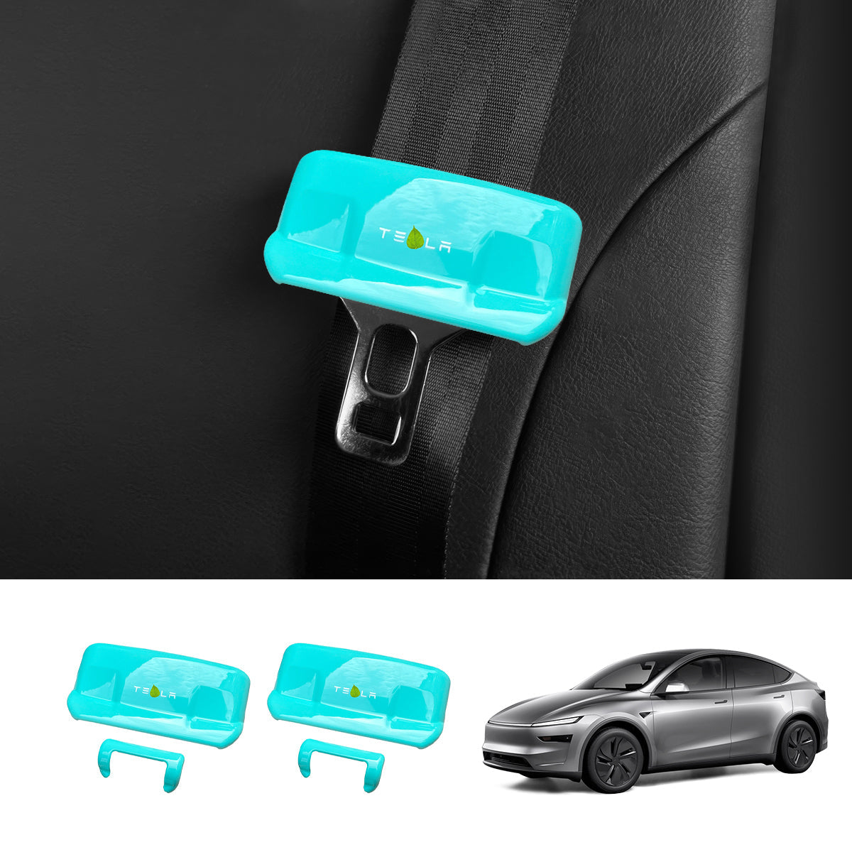 Seat Belt Buckle Cover Set for Tesla Model Y Juniper 2025+ Front Row Set (2 Pairs) Minimalist Style Blue