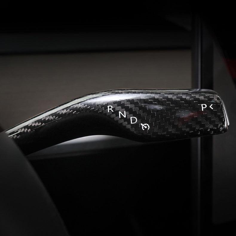 [Real Carbon Fiber] Gear Shift Cover, Turn Signal Stalk Covers for Tesla Model 3/Y (2017-2023)(2 Pcs)