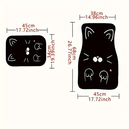 4pcs Set Cute Cartoon Cat Car Floor Mats Fit for Tesla Car Carpet Mats For Model 3 Model Y Car Accessories