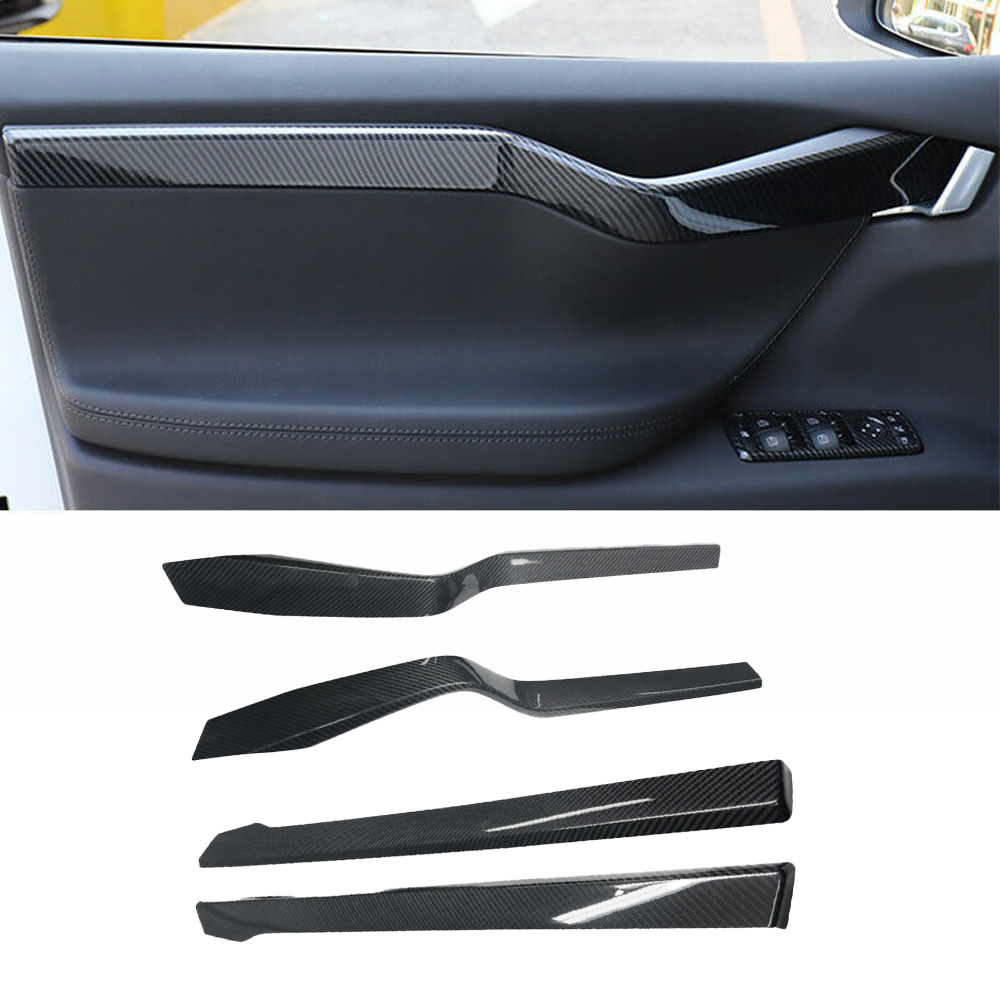 [Real Carbon Fiber] Inner Door Panel Trim Strips For Tesla Model X (2014-2020)