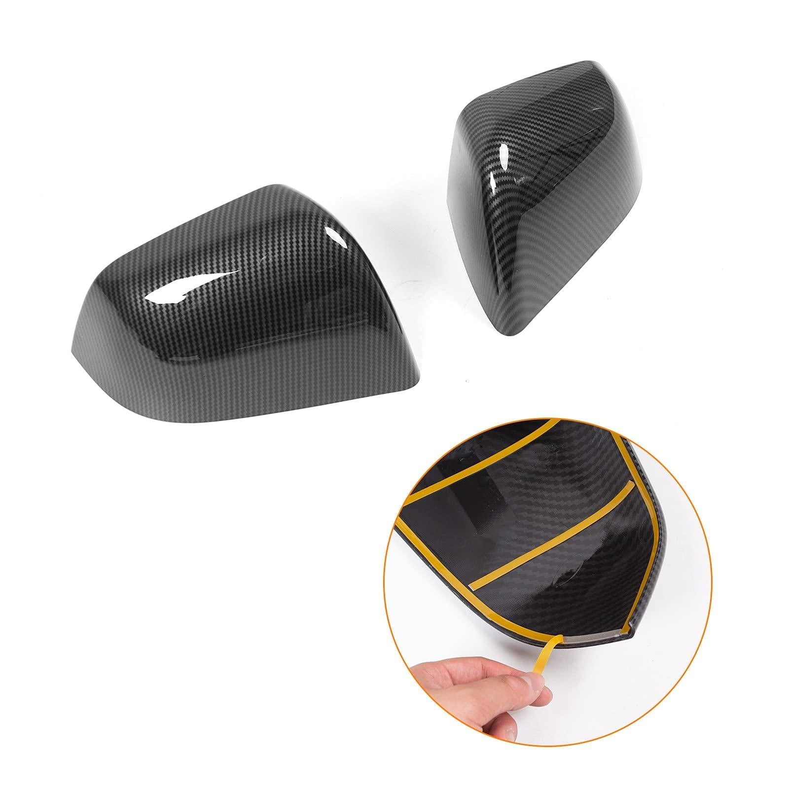 Model Y Side Door Mirror Cover (Carbon Fiber Pattern ABS) (1 pair) (2020-2024) Glossy Carbon Fiber