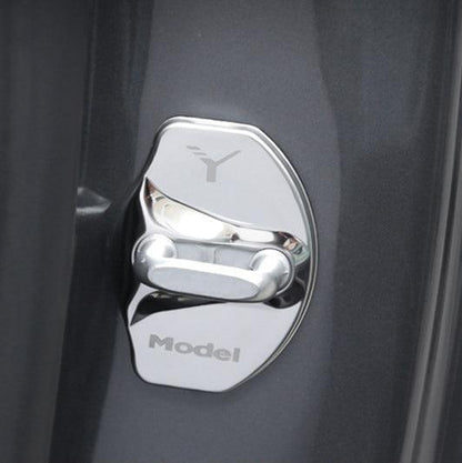 Model 3/Y Door Latch Lock Covers CF Coated (Set Of 4) Model Y Silver