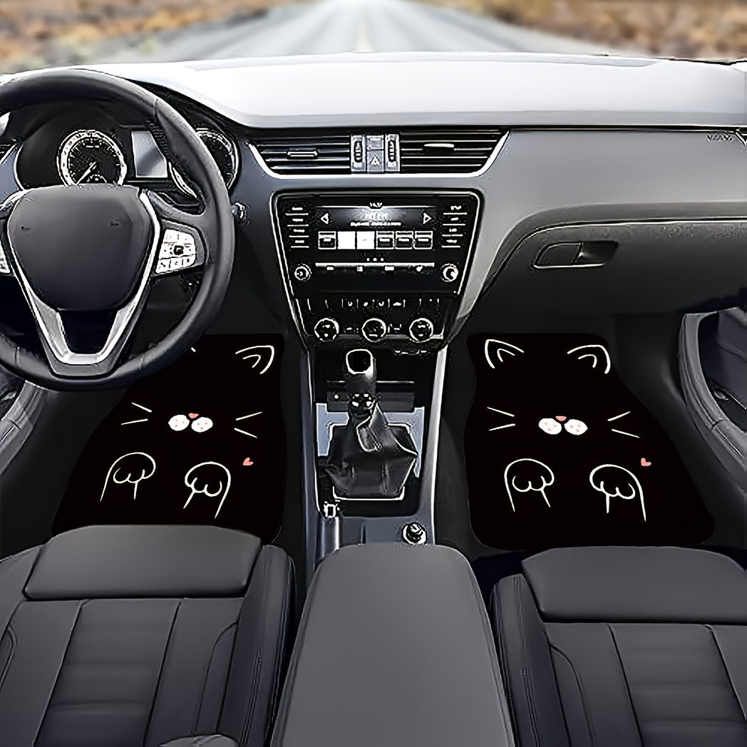 4pcs Set Cute Cartoon Cat Car Floor Mats Fit for Tesla Car Carpet Mats For Model 3 Model Y Car Accessories