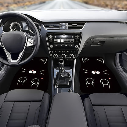 4pcs Set Cute Cartoon Cat Car Floor Mats Fit for Tesla Car Carpet Mats For Model 3 Model Y Car Accessories