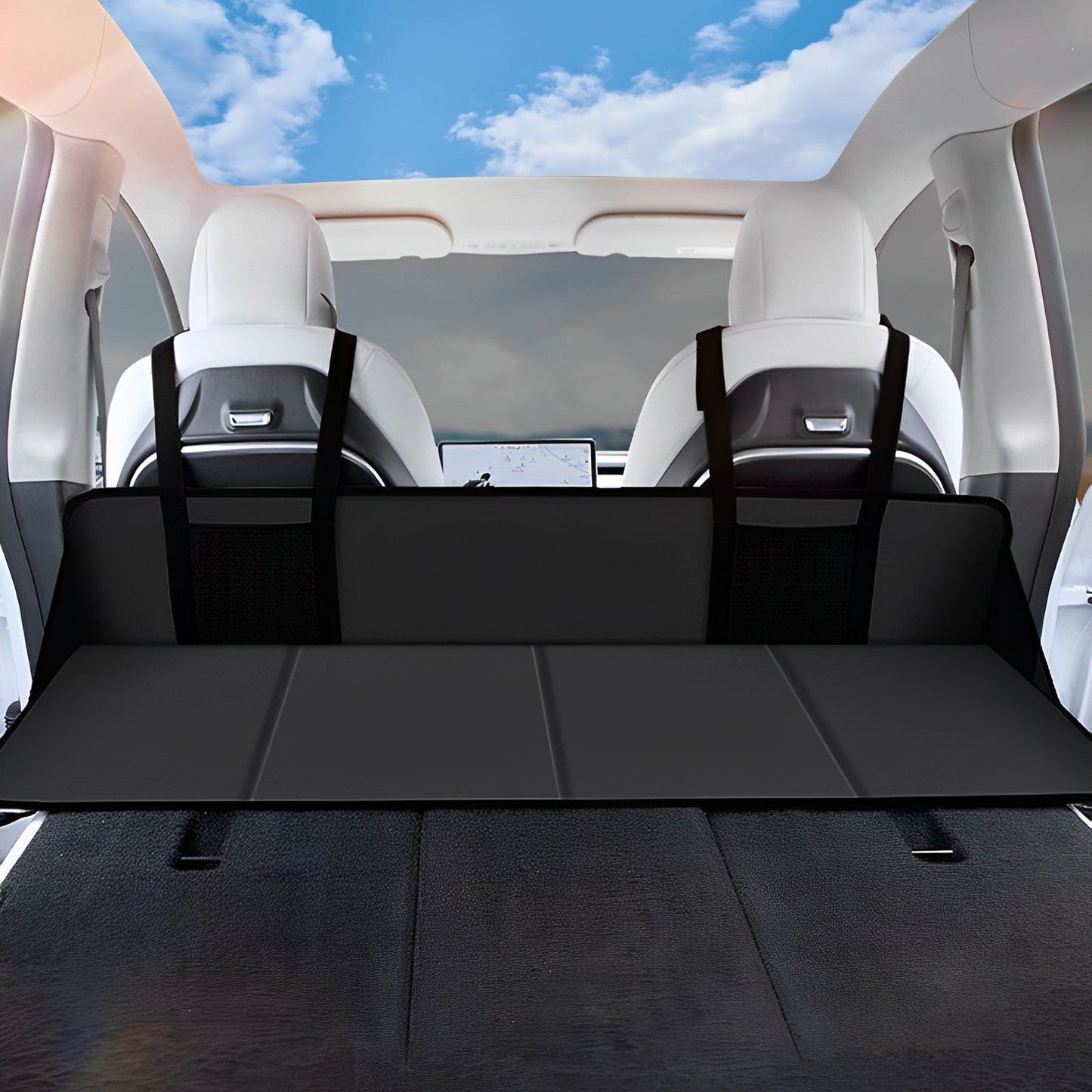 Flannel Camping Mattress Head Guard Suitable for Tesla Model 3/Y Full Cover Black