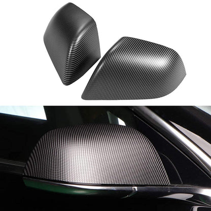 ABS Black Carbon Fiber Mirrors Cap For Model 3 (Carbon Fiber Pattern ABS) (1 pair) (2017-2024) Matte Carbon Fiber