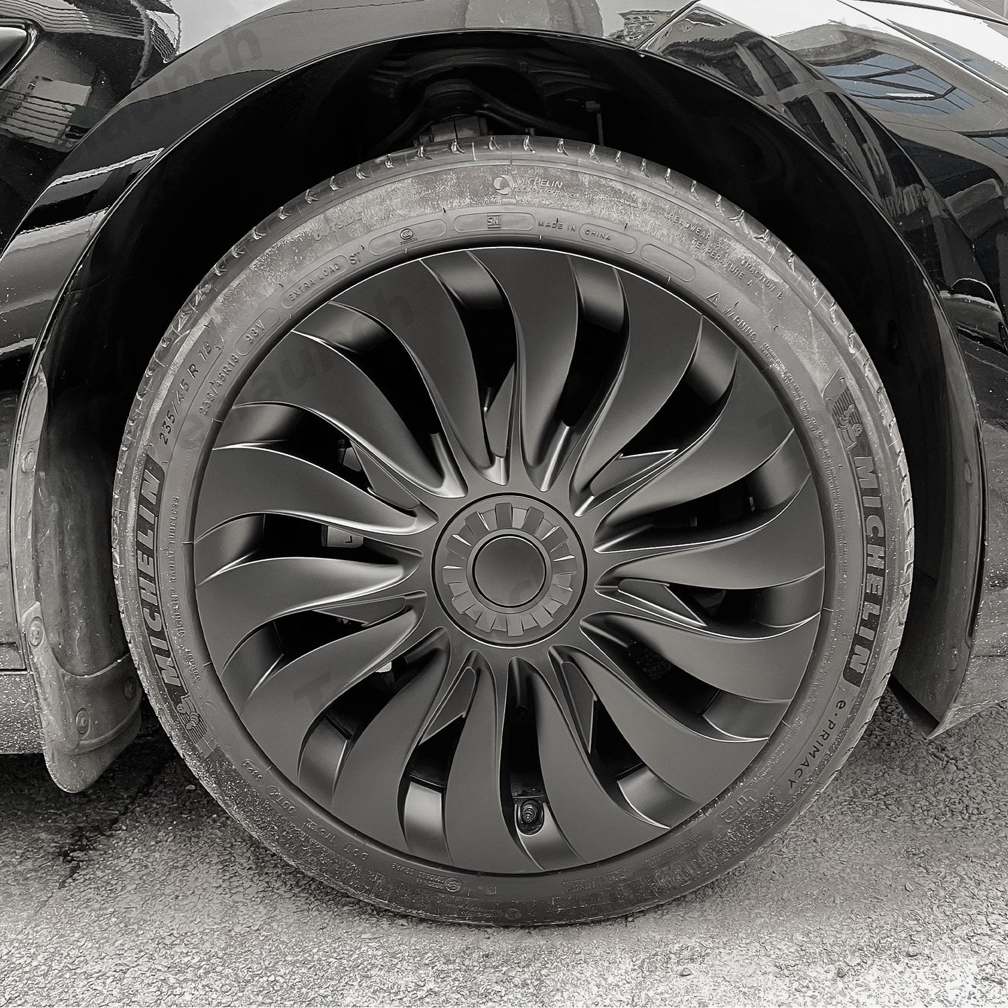 Storm Style Full Cover Wheel Hubcap For Tesla 2024 Model 3 Highland 18-inch Wheels (4PCS) Matte Black