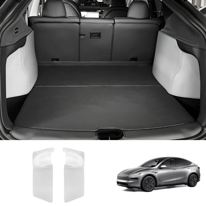 Napa Leather Rear Trunk Side Shields – Long-Lasting Protection 2-Piece Set for Tesla Model Y Juniper 2025+ White