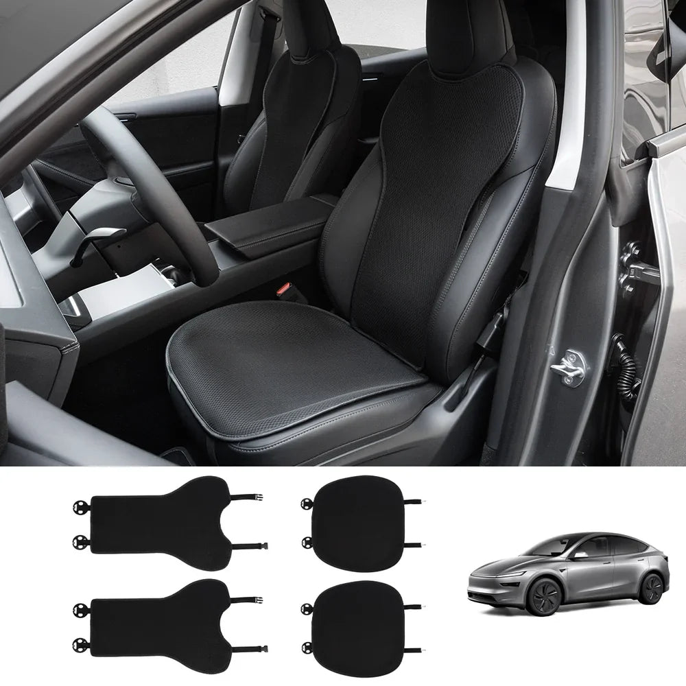Ice Silk Breathable Air Mesh Seat Cushion for Tesla Model Y Juniper 2025+ Black Front Seat (4 Pcs)