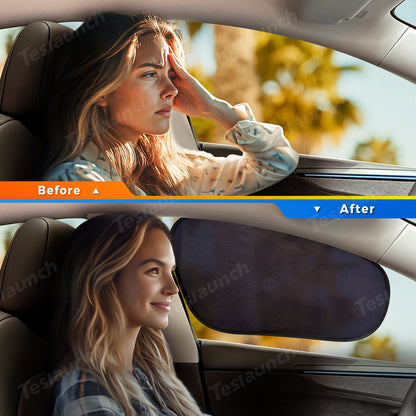 Static Cling Mesh Insulated Side Window Sunshade For Tesla Model 3