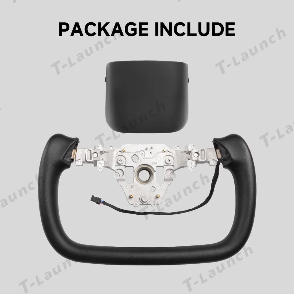 Nappa Leather Open-Bottom Yoke/Cyber Steering Wheel Driving Wheel Upgrade for Model Y Juniper/ Model 3 Highland