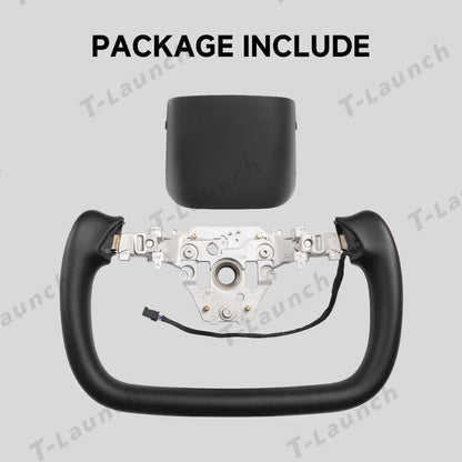 Nappa Leather Open-Bottom Yoke/Cyber Steering Wheel Driving Wheel Upgrade for Model Y Juniper/ Model 3 Highland