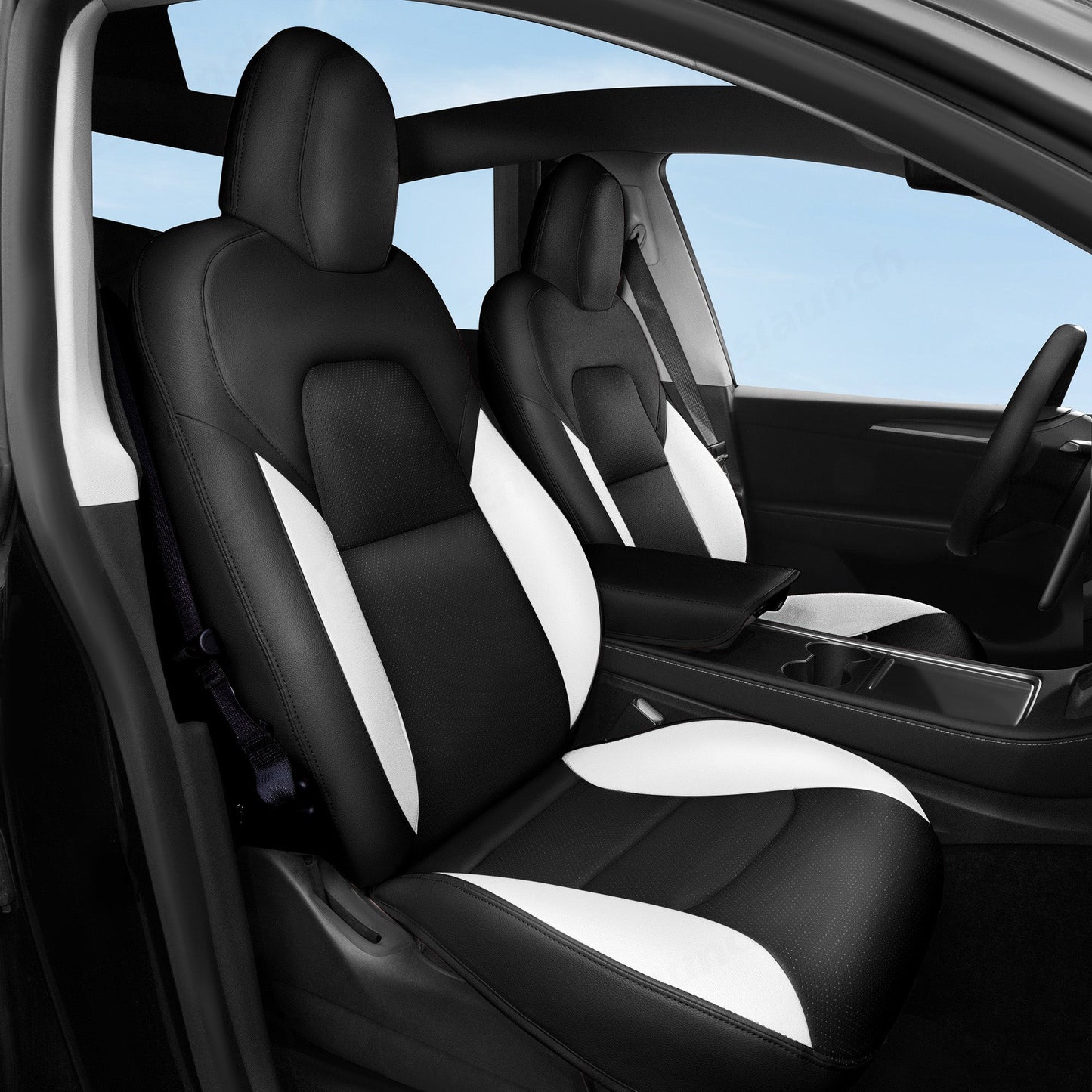 All-Inclusive 2020-2024 5 Seat Tesla Model Y Seat Cover Black White