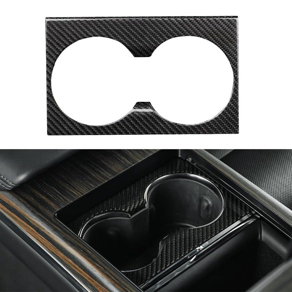 [Real Carbon Fiber] Console Cup Holder Cover for Tesla Model S/X 2022+ Glossy Carbon Fiber