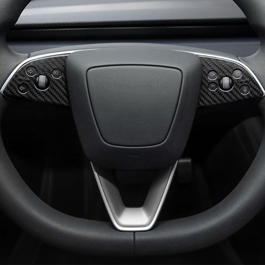 [Real Carbon Fiber] Steering Wheel Panel Covers (2PCS) for Tesla Model 3 Highland 2024+ Glossy Carbon Fiber Steering Wheel Cover (2 Pcs)