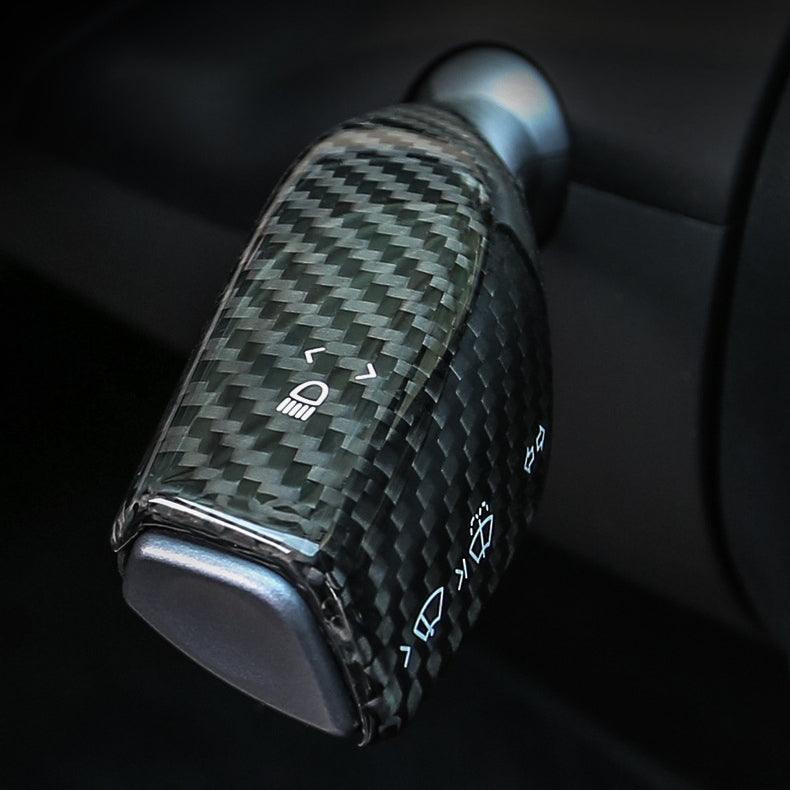 [Real Carbon Fiber] Gear Shift Cover, Turn Signal Stalk Covers for Tesla Model 3/Y (2017-2023)(2 Pcs)