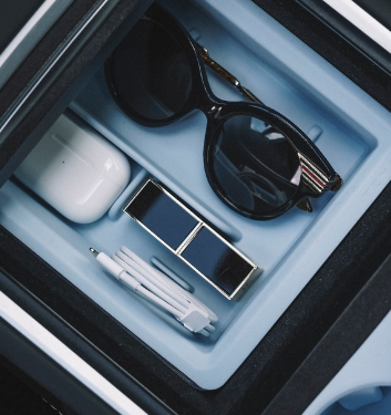 Double-layer Organizer - Sliding Center Console Tray for Tesla Model 3/Y (2021-2023) Blue Style 2