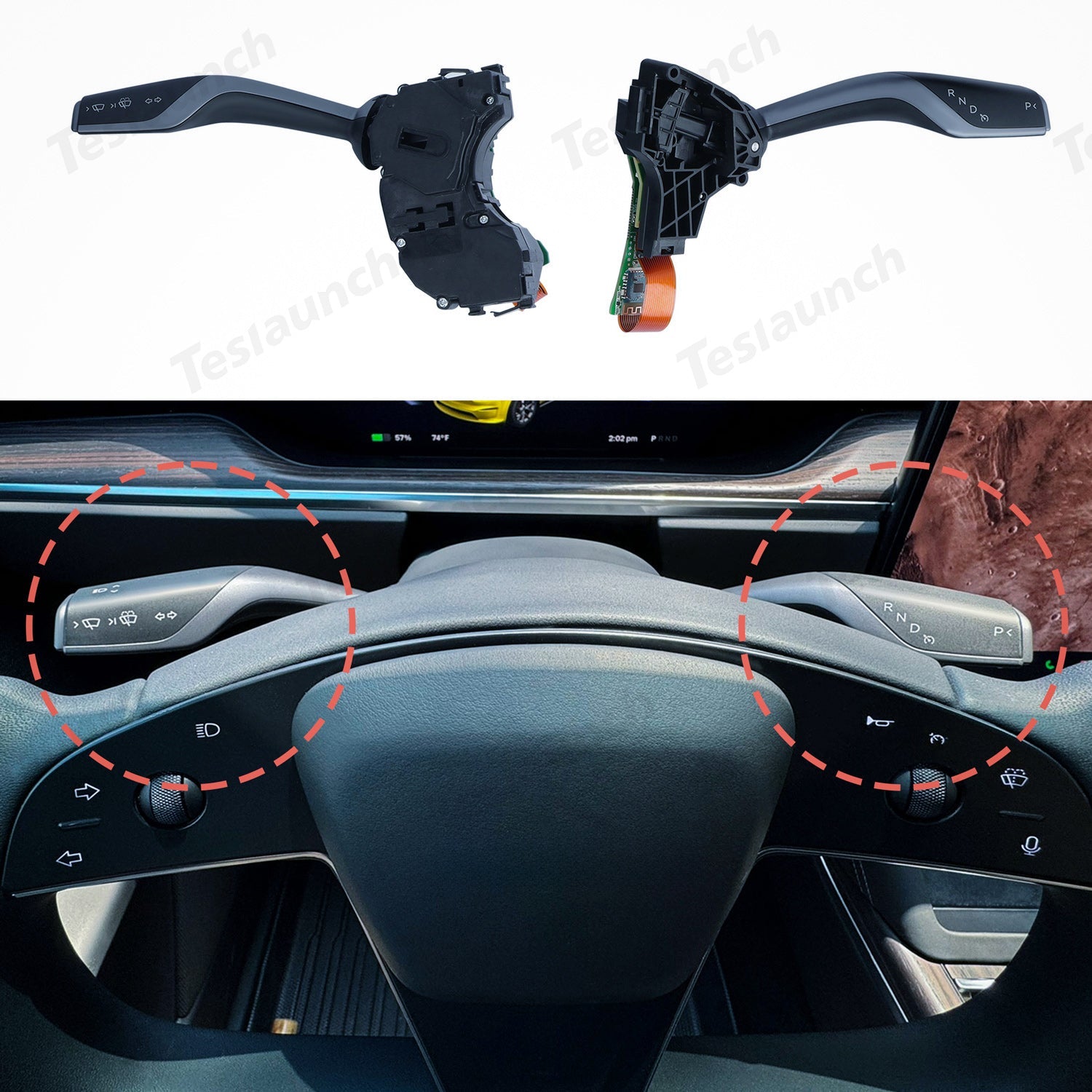 Model X/S OEM Style Gear Shift Stalk Switch Turn Signal Lever Kit for Tesla