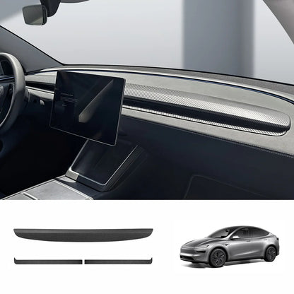 ABS Dashboard Trim Cover for Tesla Model Y Juniper 2025+ Upper+Lower Dashboard Cover Matte Carbon Fiber Style