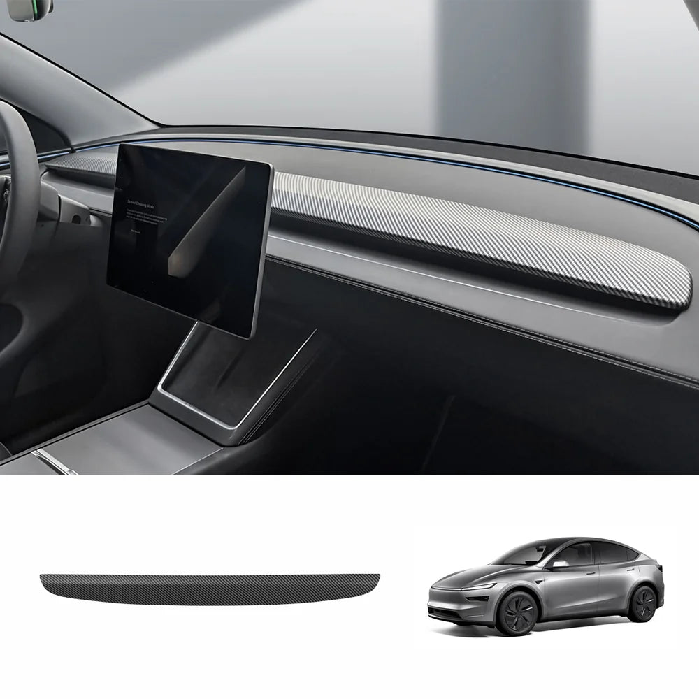 ABS Dashboard Trim Cover for Tesla Model Y Juniper 2025+ Upper Dashboard Cover Matte Carbon Fiber Style