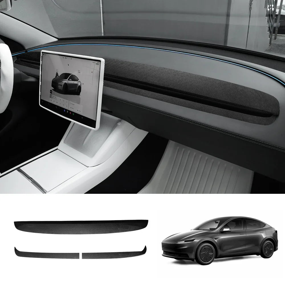 ABS Dashboard Trim Cover for for 2026 New Tesla Model Y Standard Upper+Lower Dashboard Cover Matte Carbon Fiber Style