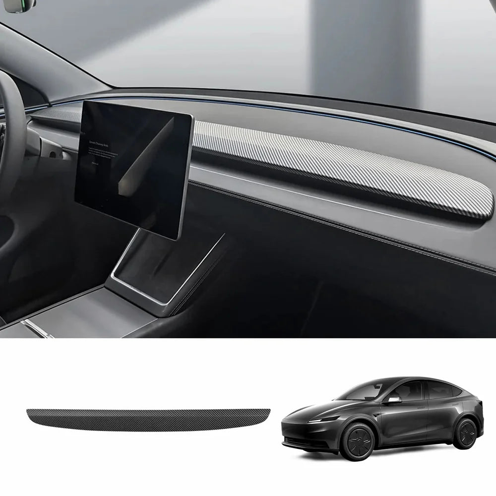 ABS Dashboard Trim Cover for for 2026 New Tesla Model Y Standard Upper Dashboard Cover Glossy Carbon Fiber Style