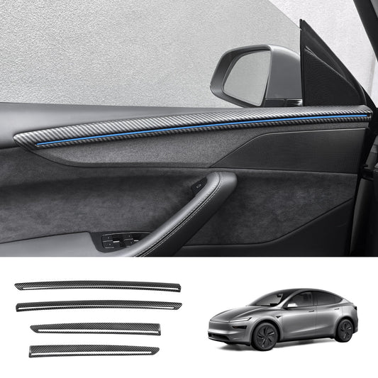 ABS Interior Door Panel Upper Trim Covers (4PCS) for Tesla Model Y Juniper 2025+ Matte Carbon Fiber (ABS)