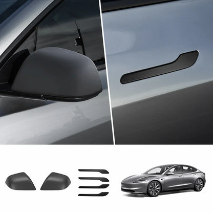 ABS Side Mirror Covers & Door Handle Covers for Tesla Model Y Juniper 2025+ / Model 3 Highland 2024+ Model 3 Highland 2024+ Full Set (Door Handle + Side Mirror) Matte Black