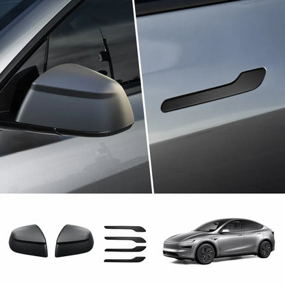 ABS Side Mirror Covers & Door Handle Covers for Tesla Model Y Juniper 2025+ / Model 3 Highland 2024+ Model Y Juniper 2025+ Full Set (Door Handle + Side Mirror) Matte Black