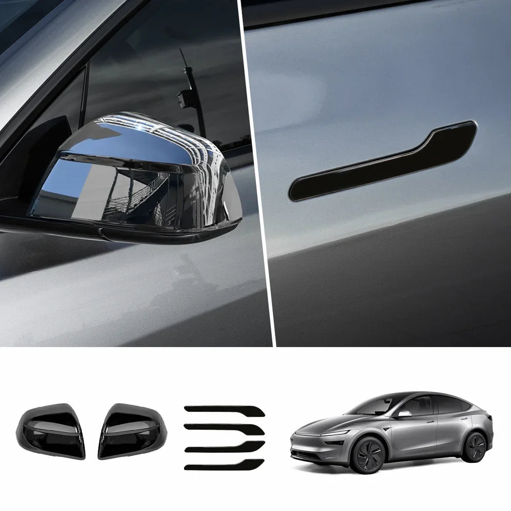 ABS Side Mirror Covers & Door Handle Covers for Tesla Model Y Juniper 2025+ / Model 3 Highland 2024+ Model Y Juniper 2025+ Full Set (Door Handle + Side Mirror) Glossy Black