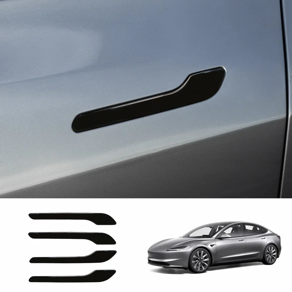 ABS Side Mirror Covers & Door Handle Covers for Tesla Model Y Juniper 2025+ / Model 3 Highland 2024+ Model 3 Highland 2024+ Door Handle Covers Glossy Black