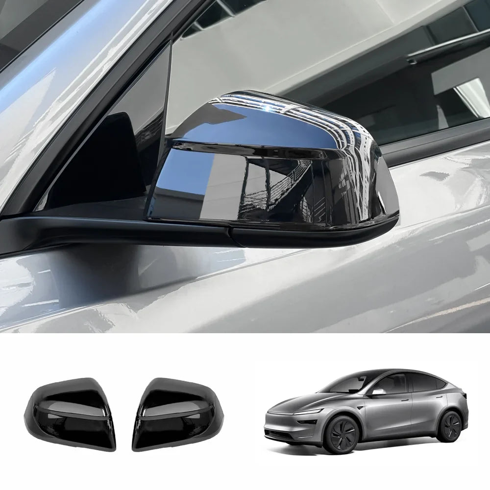 ABS Side Mirror Covers & Door Handle Covers for Tesla Model Y Juniper 2025+ / Model 3 Highland 2024+ Model Y Juniper 2025+ Side Mirror Covers Glossy Black